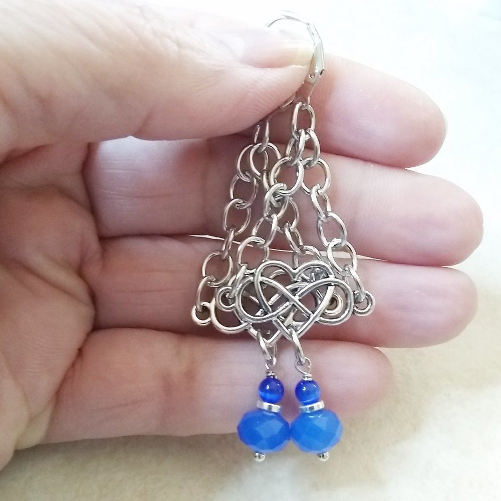 Beaded Heart & Infinity Dangle Earrings - Inexpensive Sweetheart Surprise! - Picture 4 of 8
